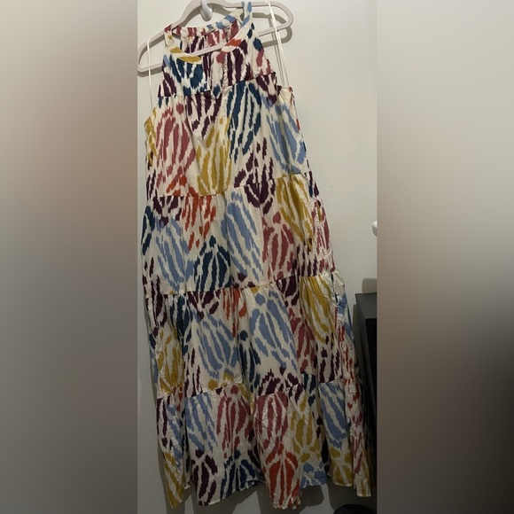 T Tahari Abstract Print Tiered Maxi/Midi Prairie Peasant modest Dress - Picture 9 of 16
